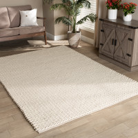 Baxton Studio Alvero-Ivory-Rug Baxton Studio Alvero Modern and Contemporary Ivory Handwoven Wool Blend Area Rug